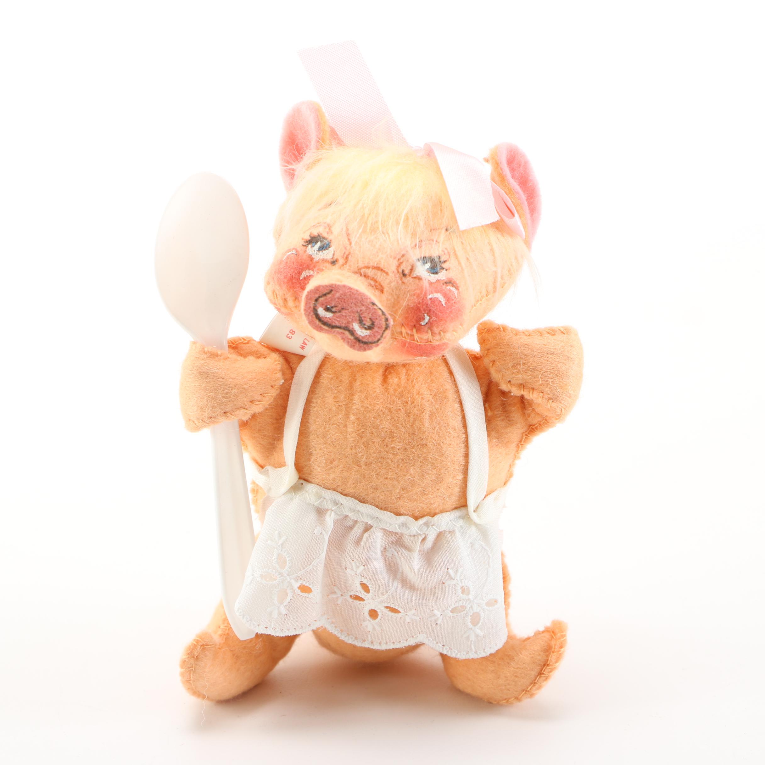 Vintage Plush Toys With Blue and White Tea Set