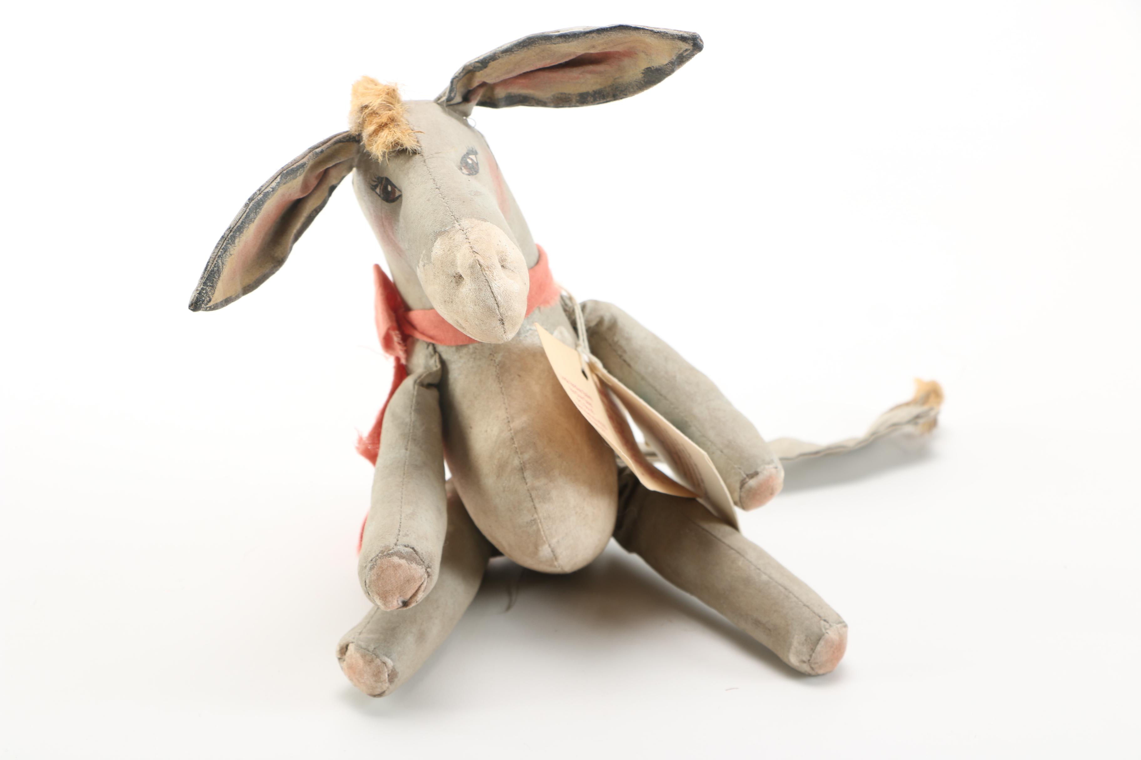 Vintage Plush Toys With Blue and White Tea Set