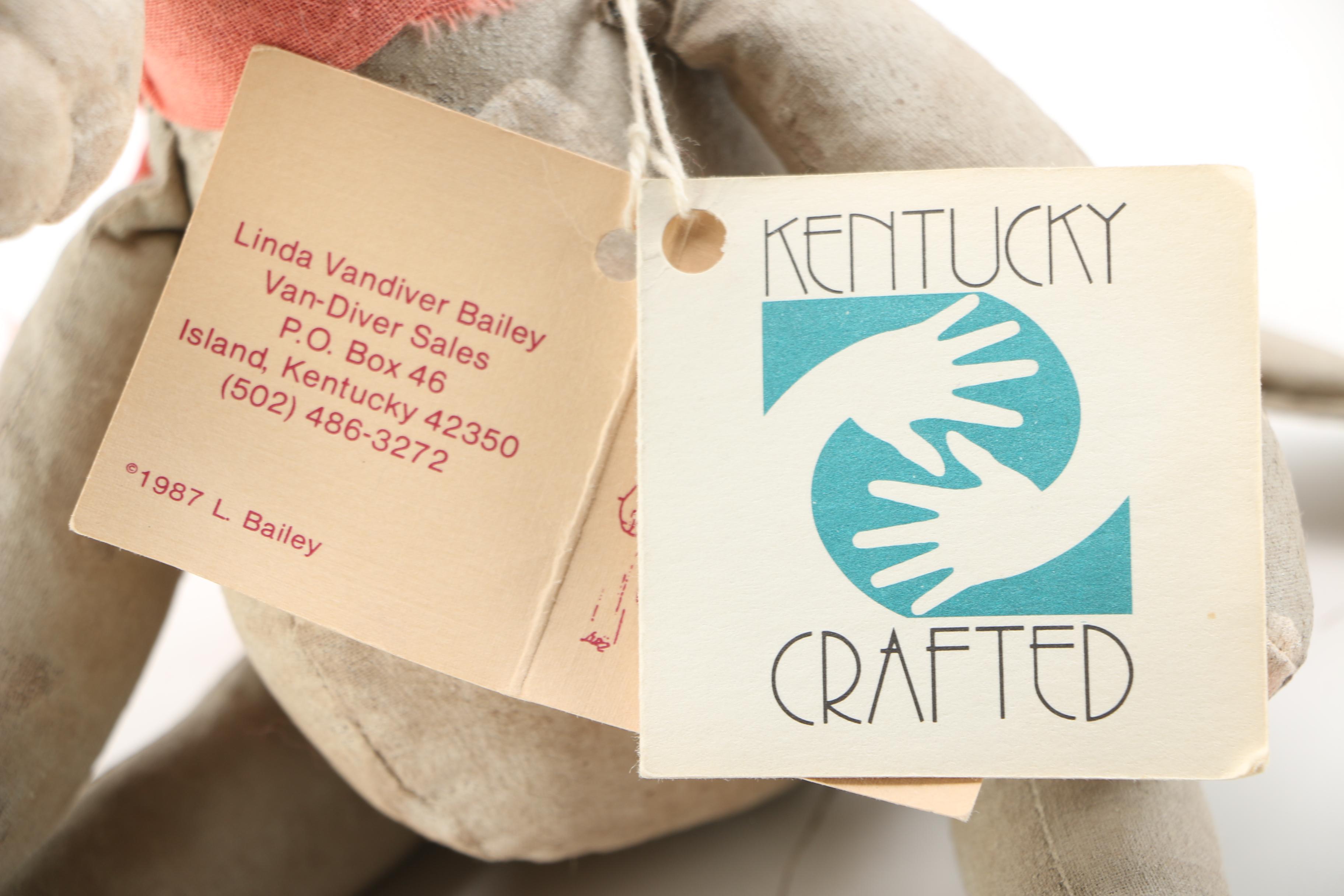 Vintage Plush Toys With Blue and White Tea Set