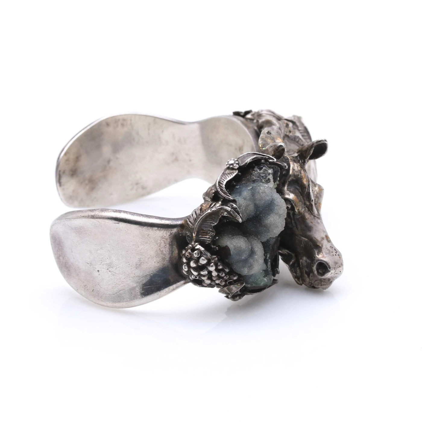 Bob Stringer Signed Sterling Silver Chrysocolla Cuff with Horse | EBTH