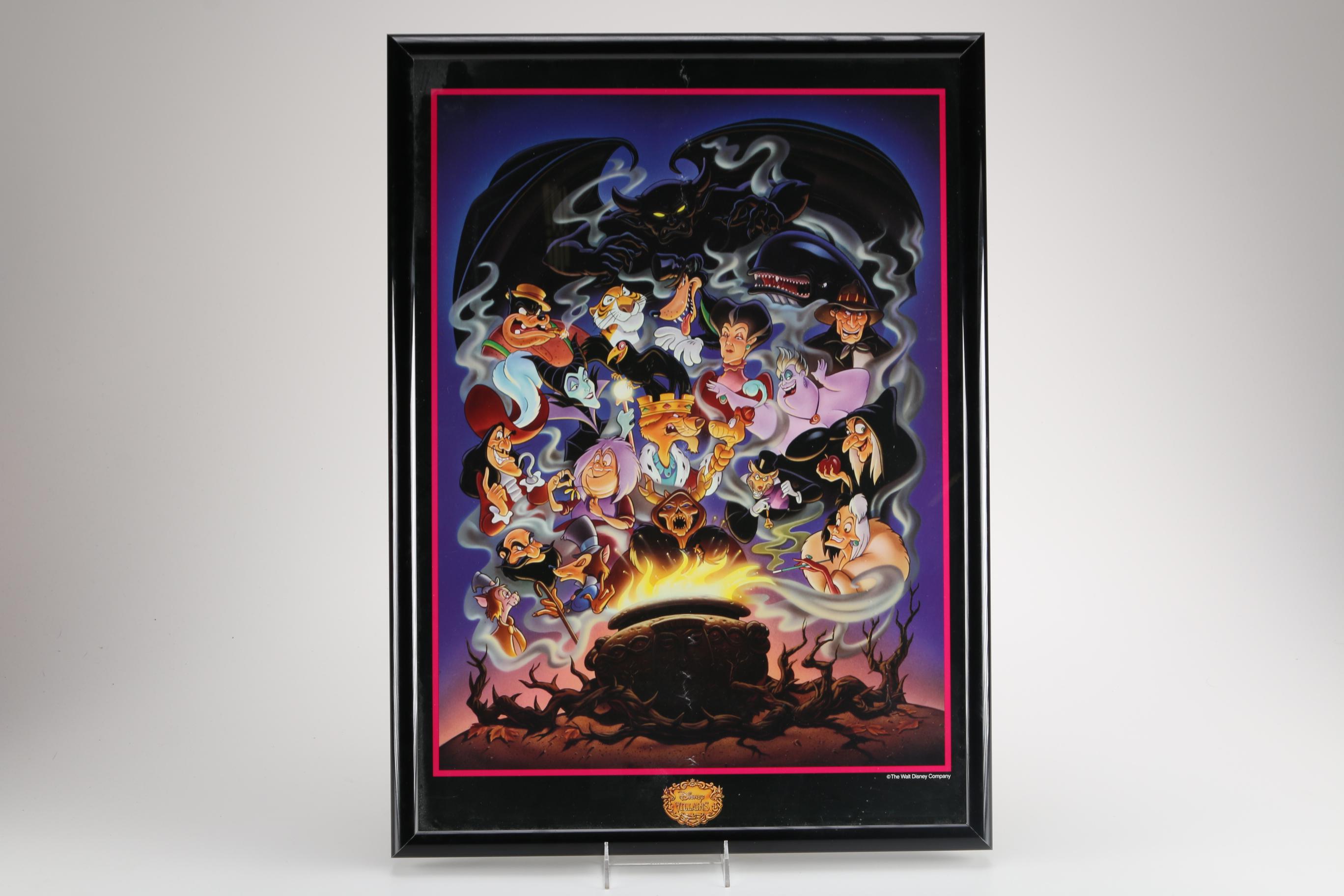 Framed Offset Lithograph Poster "Disney Villains"
