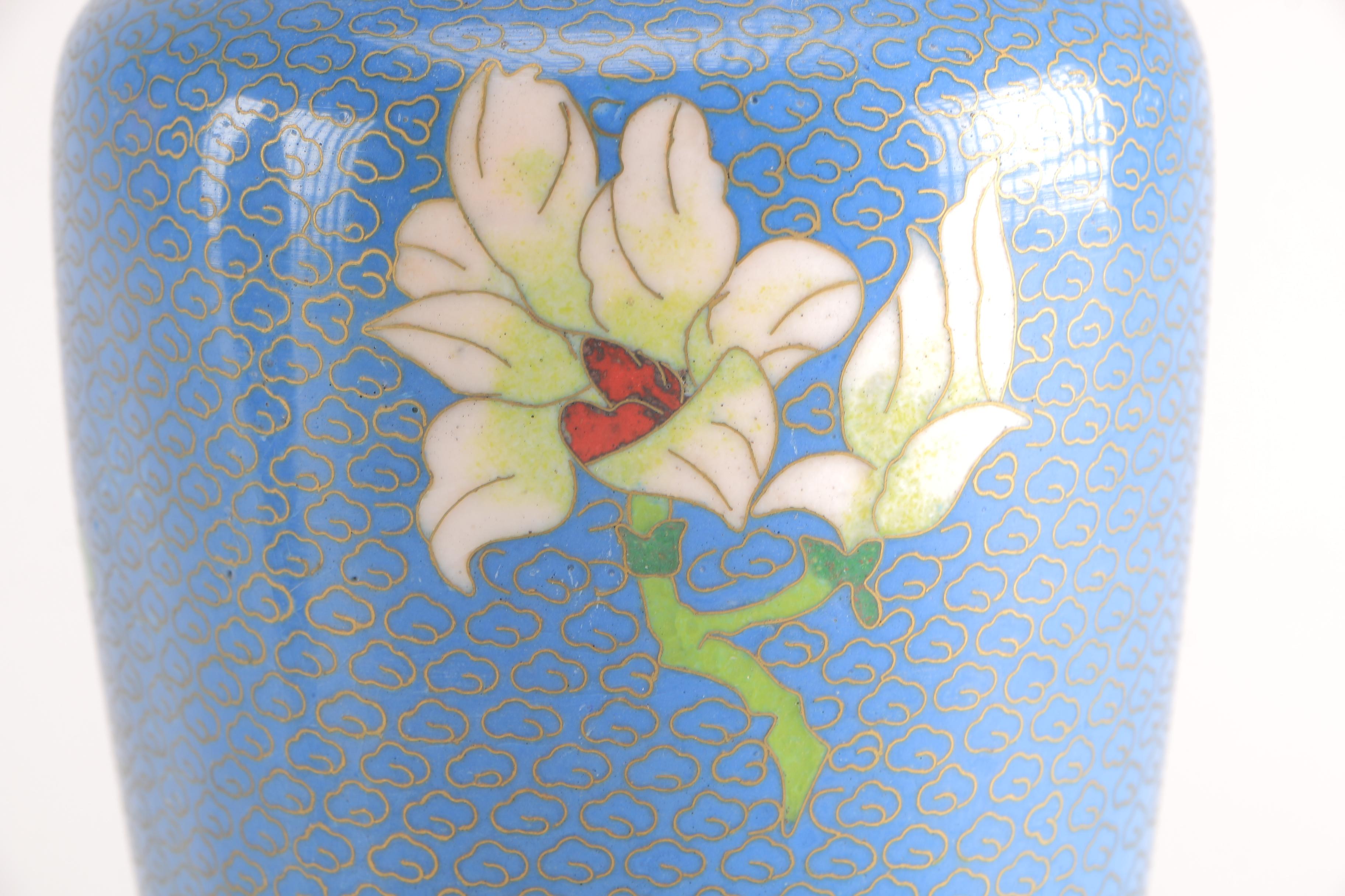 Vases Featuring Etched Brass and Cloisonné