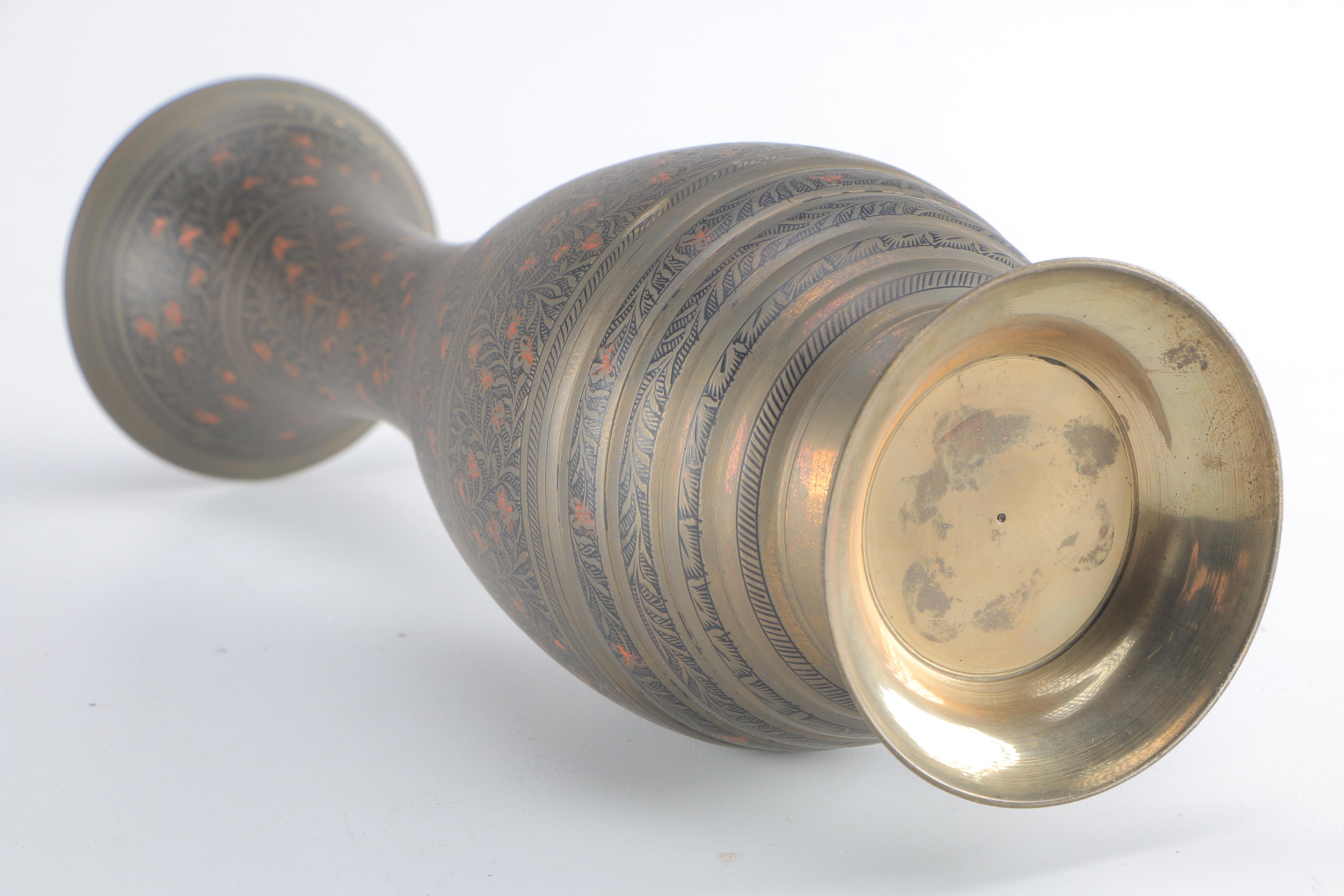 Vases Featuring Etched Brass and Cloisonné