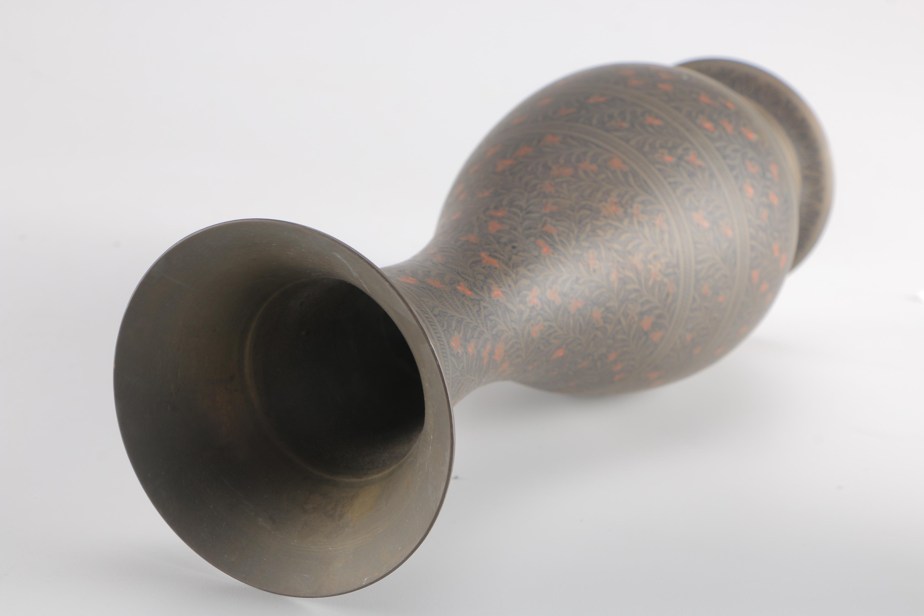 Vases Featuring Etched Brass and Cloisonné