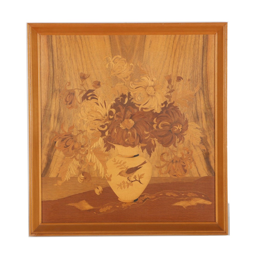 Buchschmid Gretaux Framed Marquetry Plaque Circa 1950