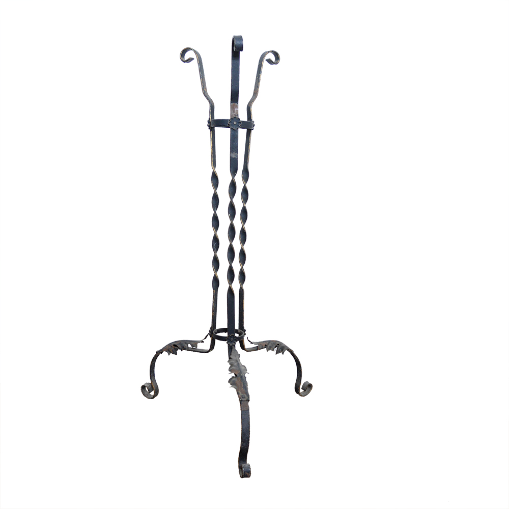 Vintage Acanthus Leaf Wrought Iron Plant Stand