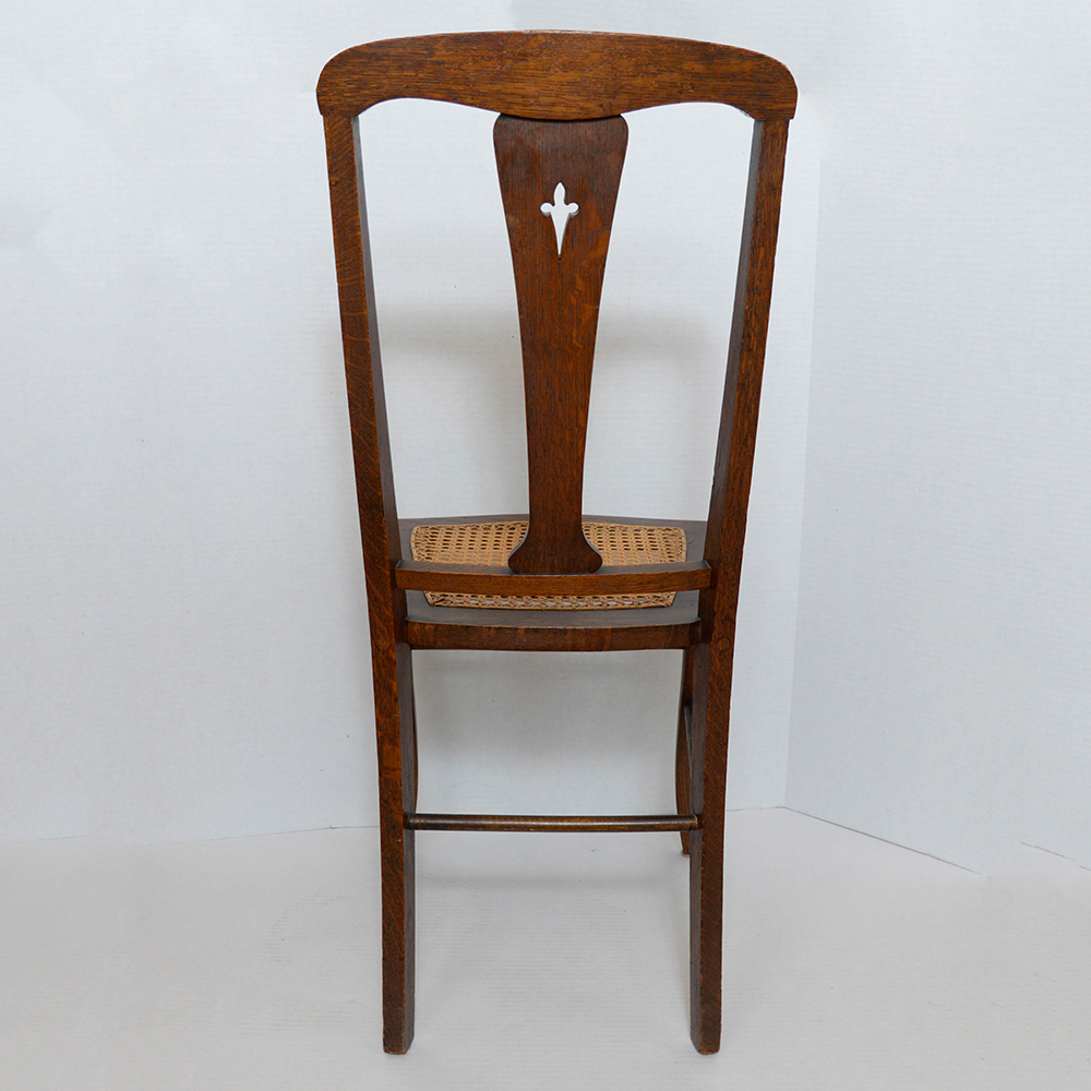 Wood Ladies Desk Chair With Cane Seat and Needlepoint Pillow