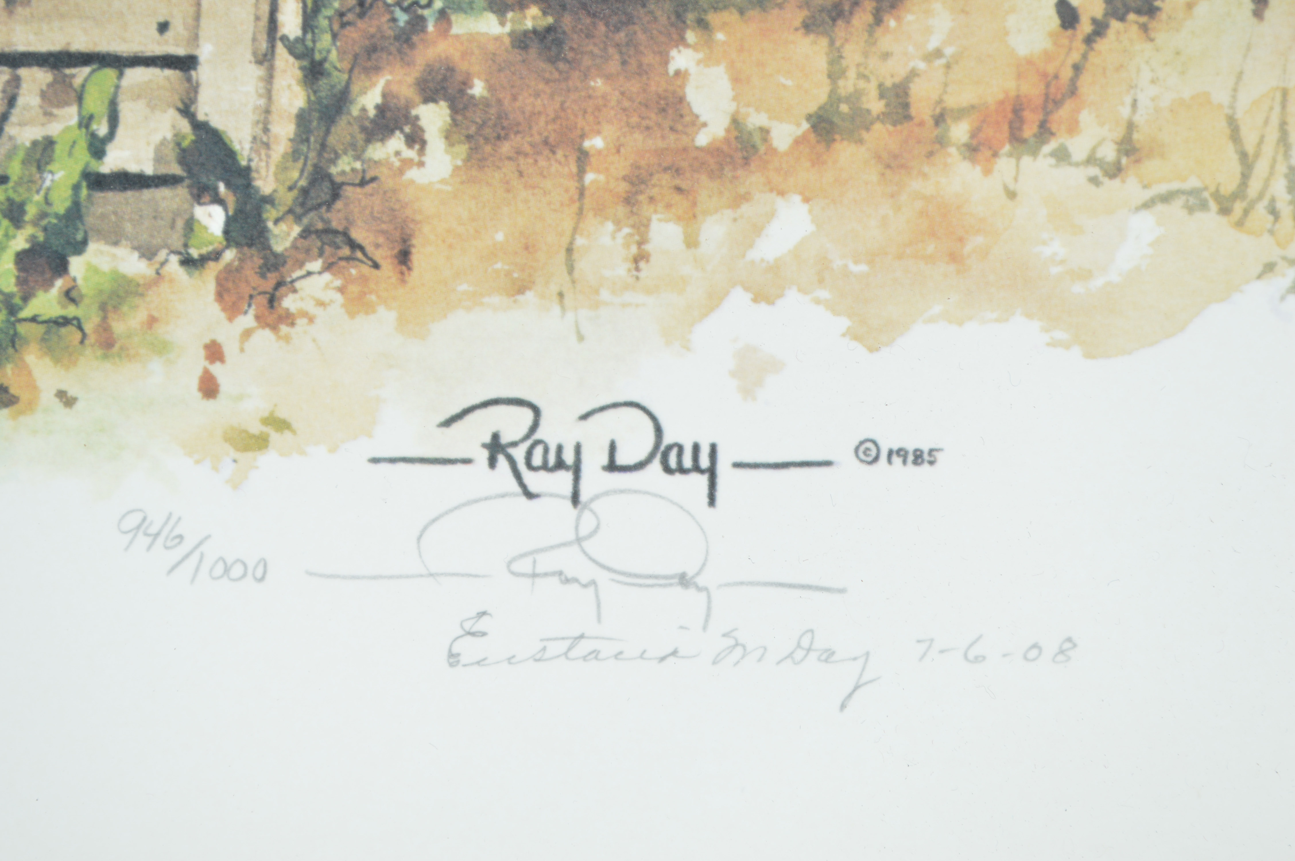 Framed Signed Limited Edition Offset Lithograph "Summer Coolers" after an Original Watercolor by Ray Day