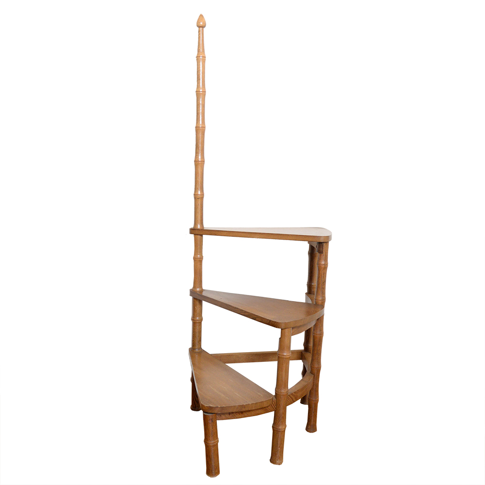 Vintage Maple Spiral Library Step