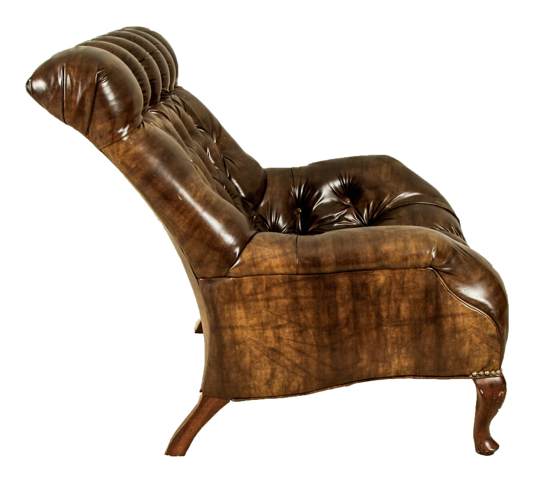 Brown Leather Lounge Chair With Ottoman