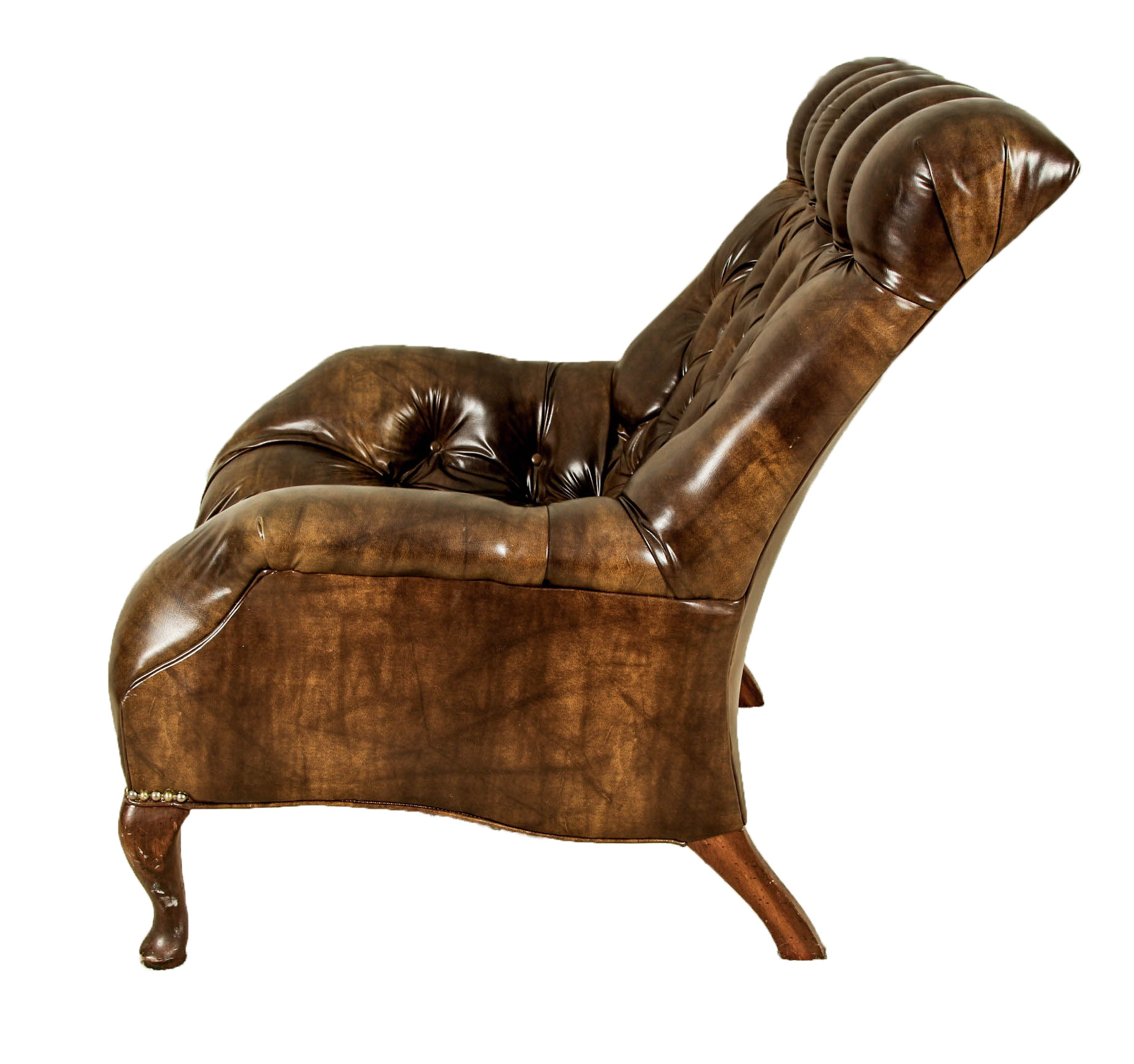 Brown Leather Lounge Chair With Ottoman