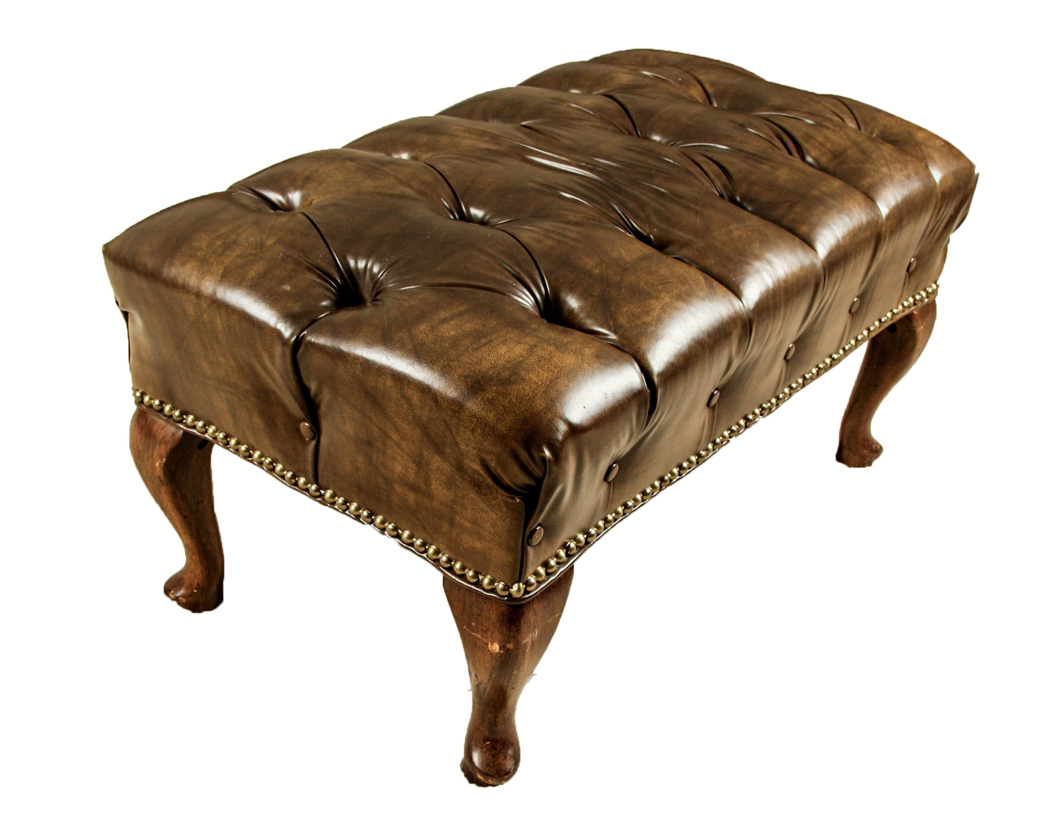 Brown Leather Lounge Chair With Ottoman