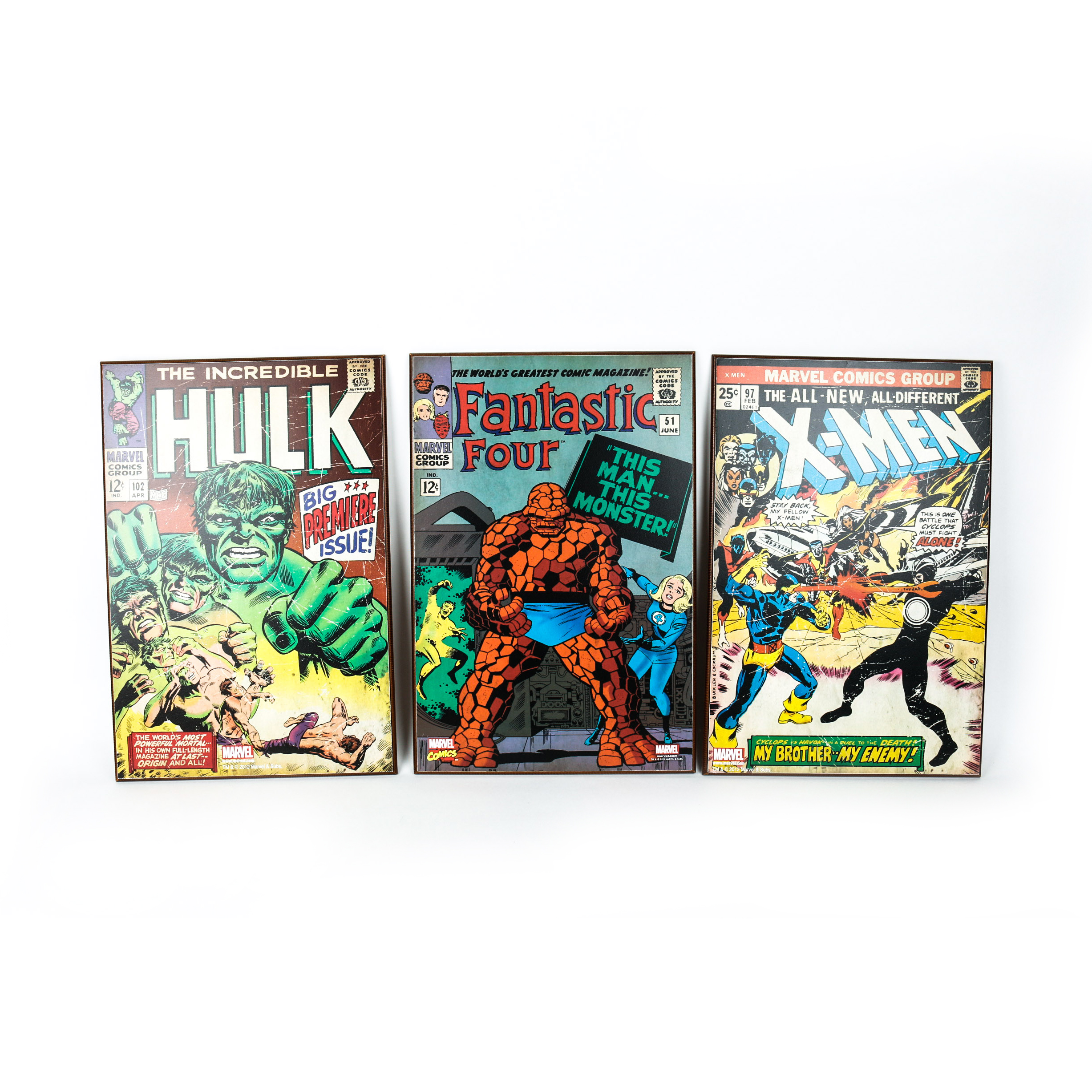 Three Marvel Comics Wall Decor Signs