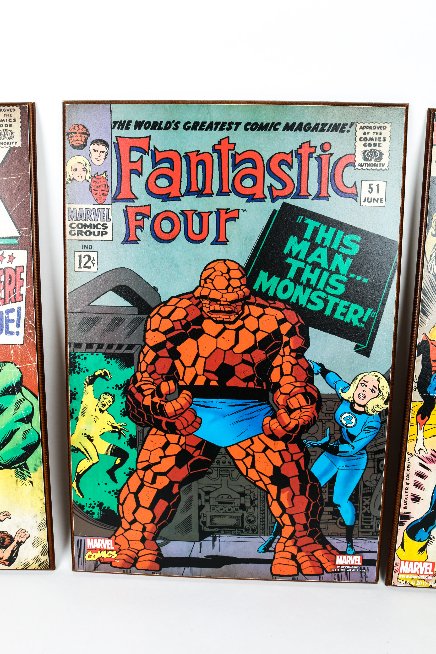 Three Marvel Comics Wall Decor Signs