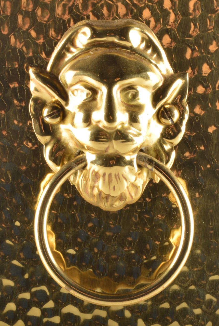 Antique Brass Kindling Box with Lion's Head Handles