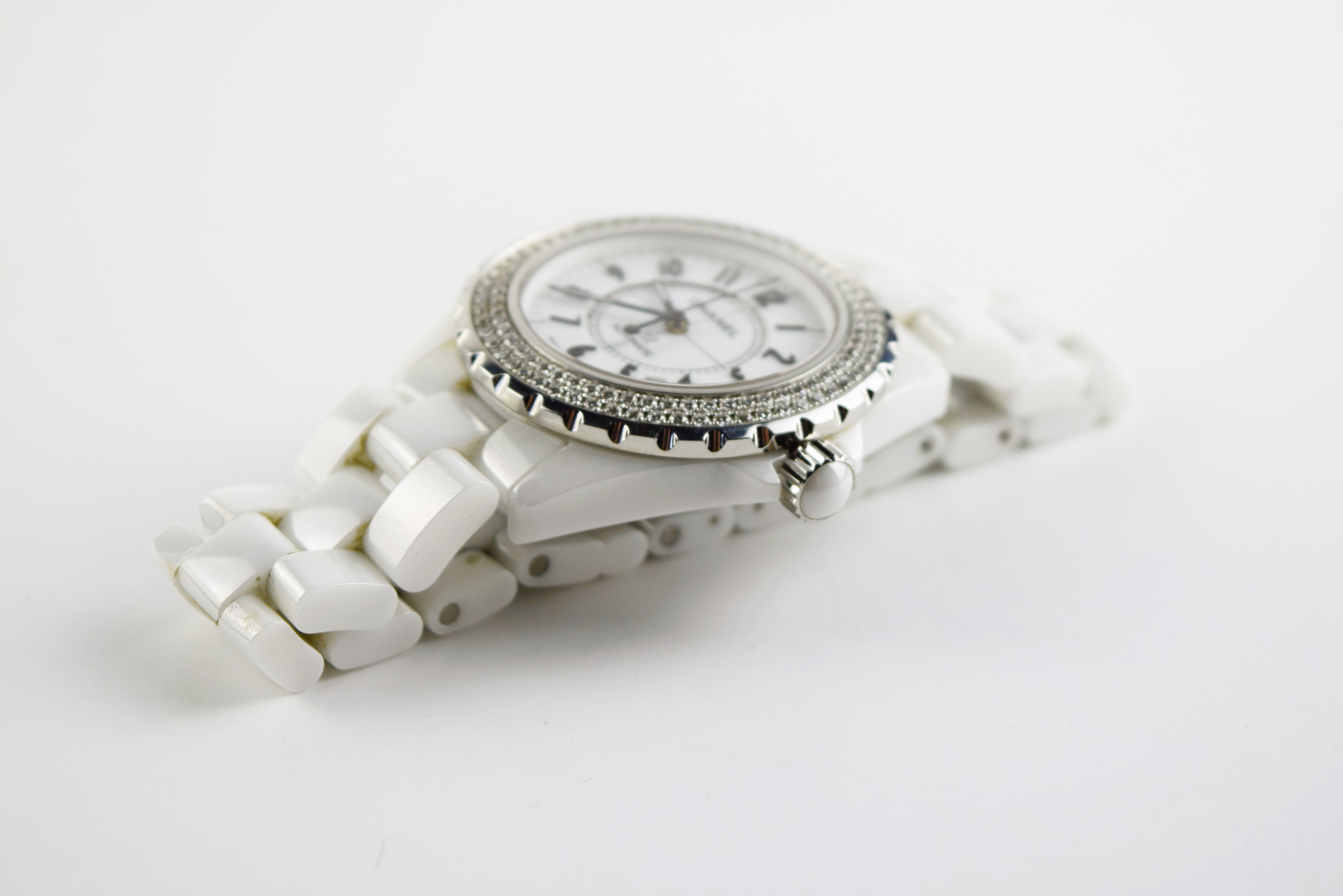 Chanel Diamond Watch with White Ceramic Bracelet