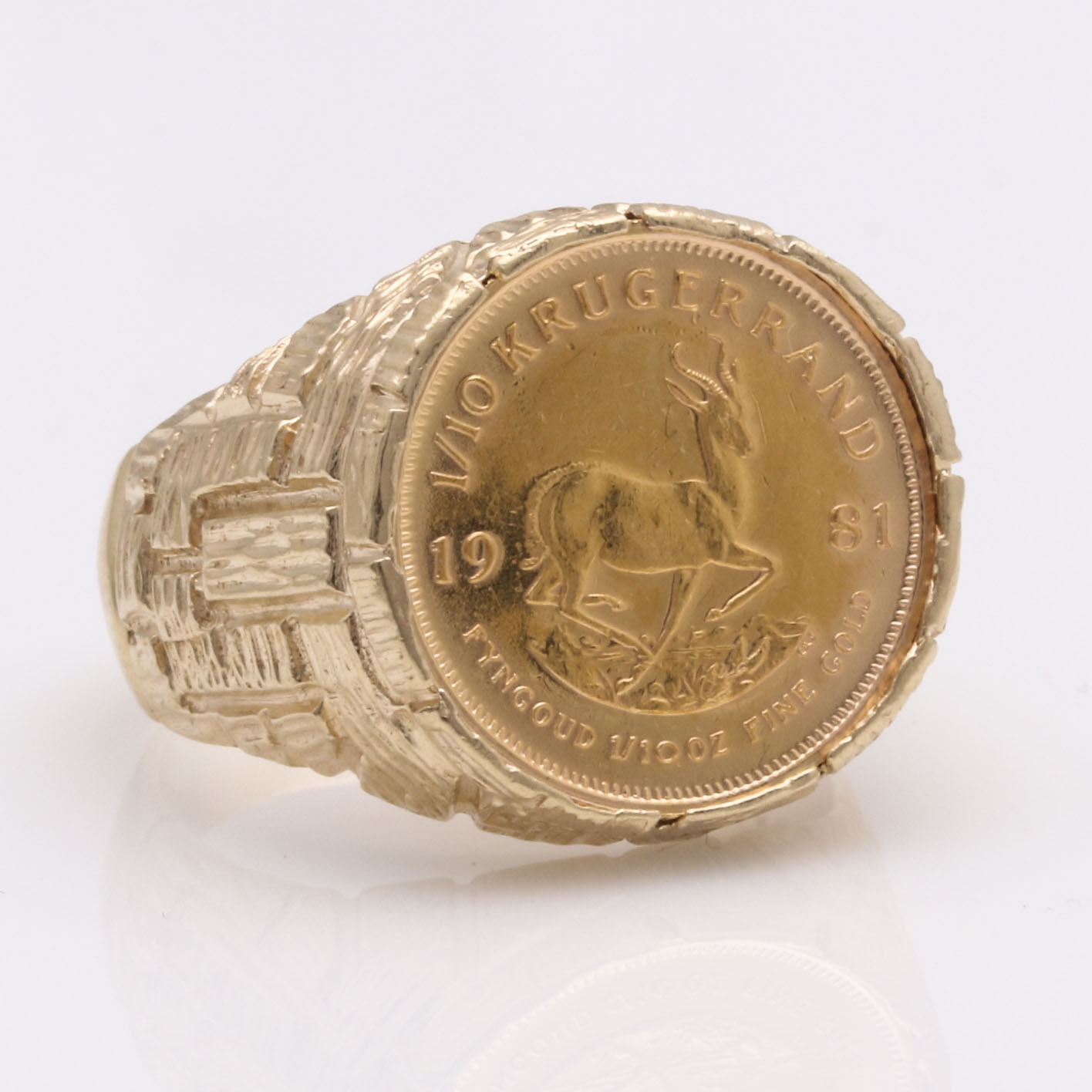 14K Yellow Gold 1/10 Krugerrand Coin Ring