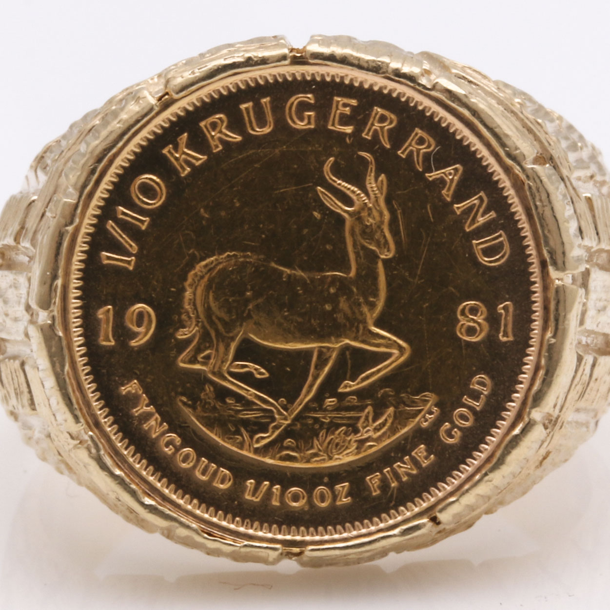 14K Yellow Gold 1/10 Krugerrand Coin Ring