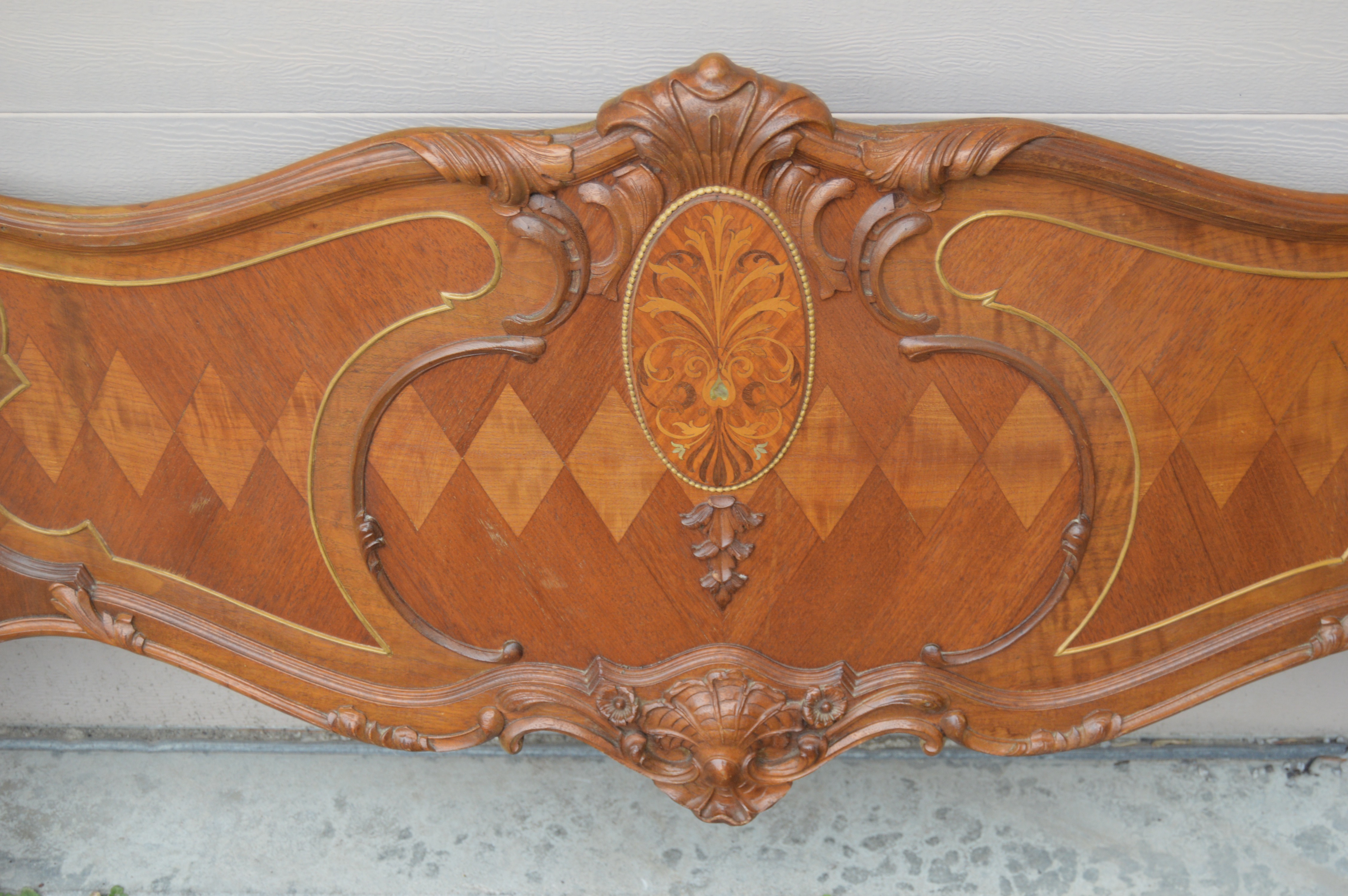 Antique Louis XV Style Twin Headboard, Foot Board, and Frame