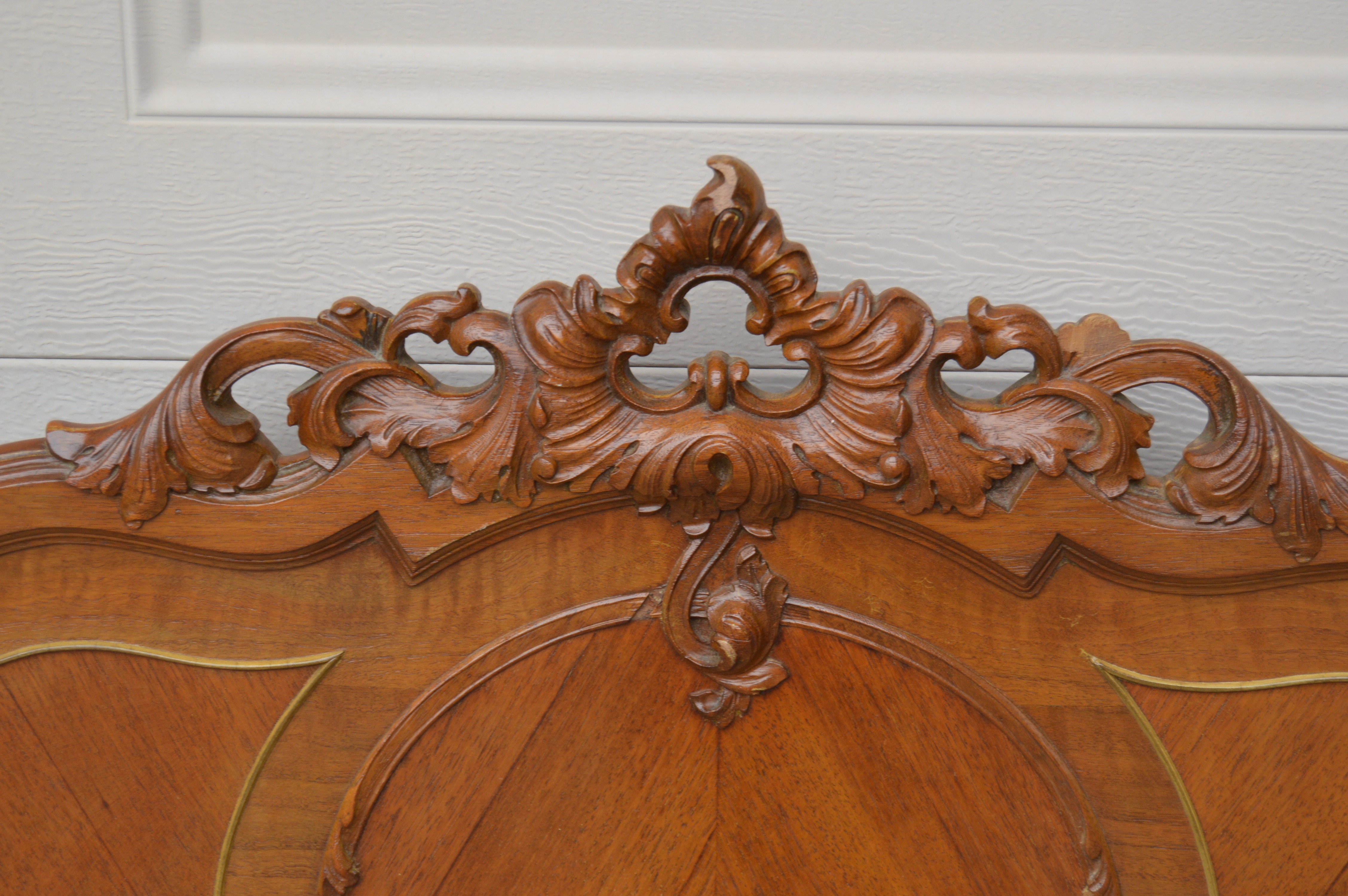 Antique Louis XV Style Twin Headboard, Foot Board, and Frame