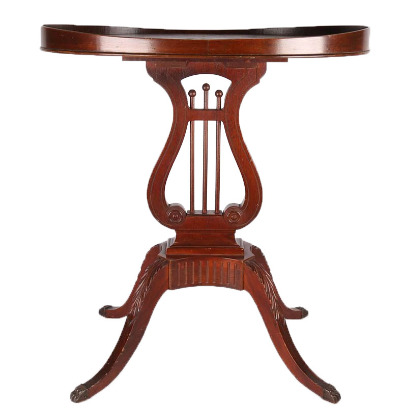 Oval Duncan Phyfe Lyre Accent Table