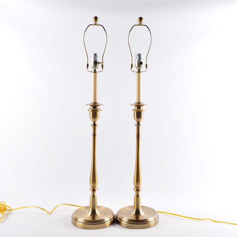 Ralph Lauren Brass Candlestick Lamps