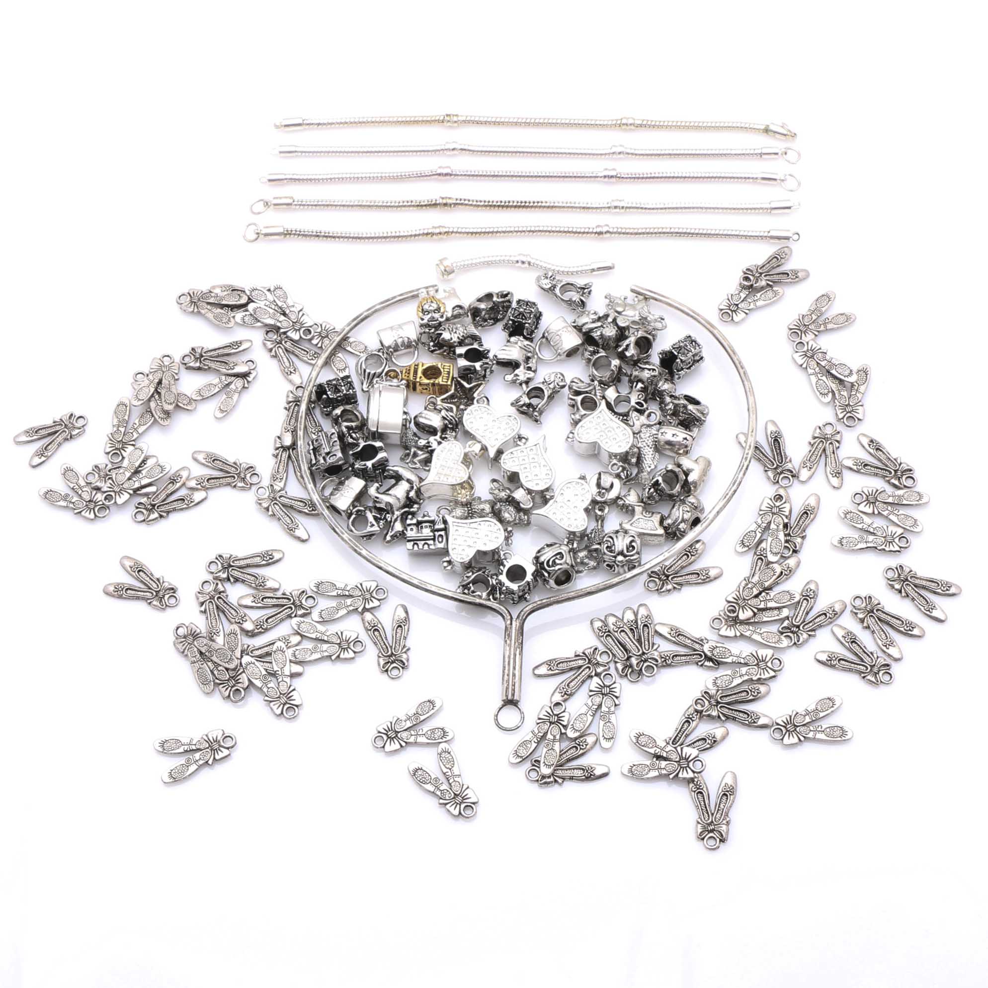 Large Assortment of Metal Beads and Charms