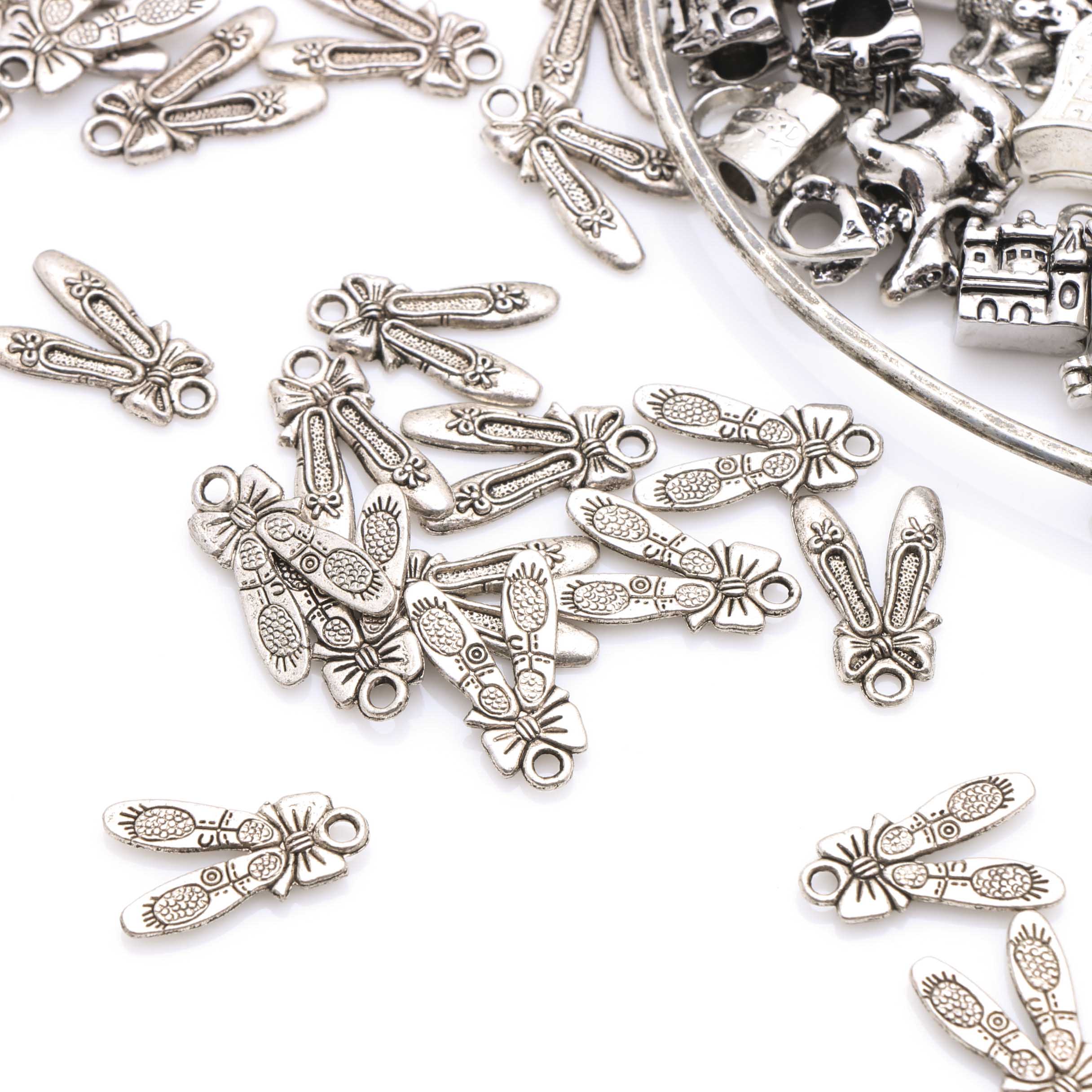 Large Assortment of Metal Beads and Charms