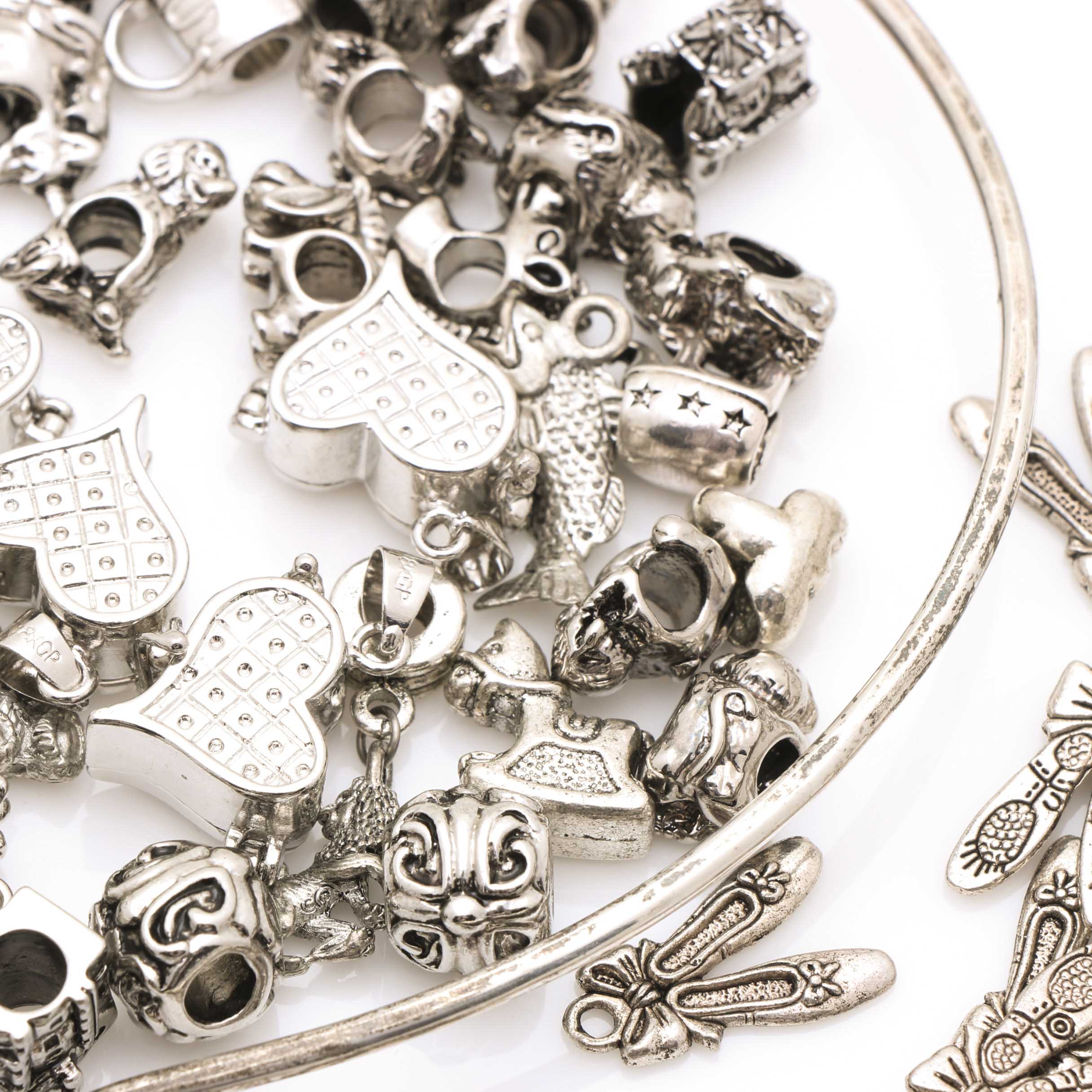 Large Assortment of Metal Beads and Charms