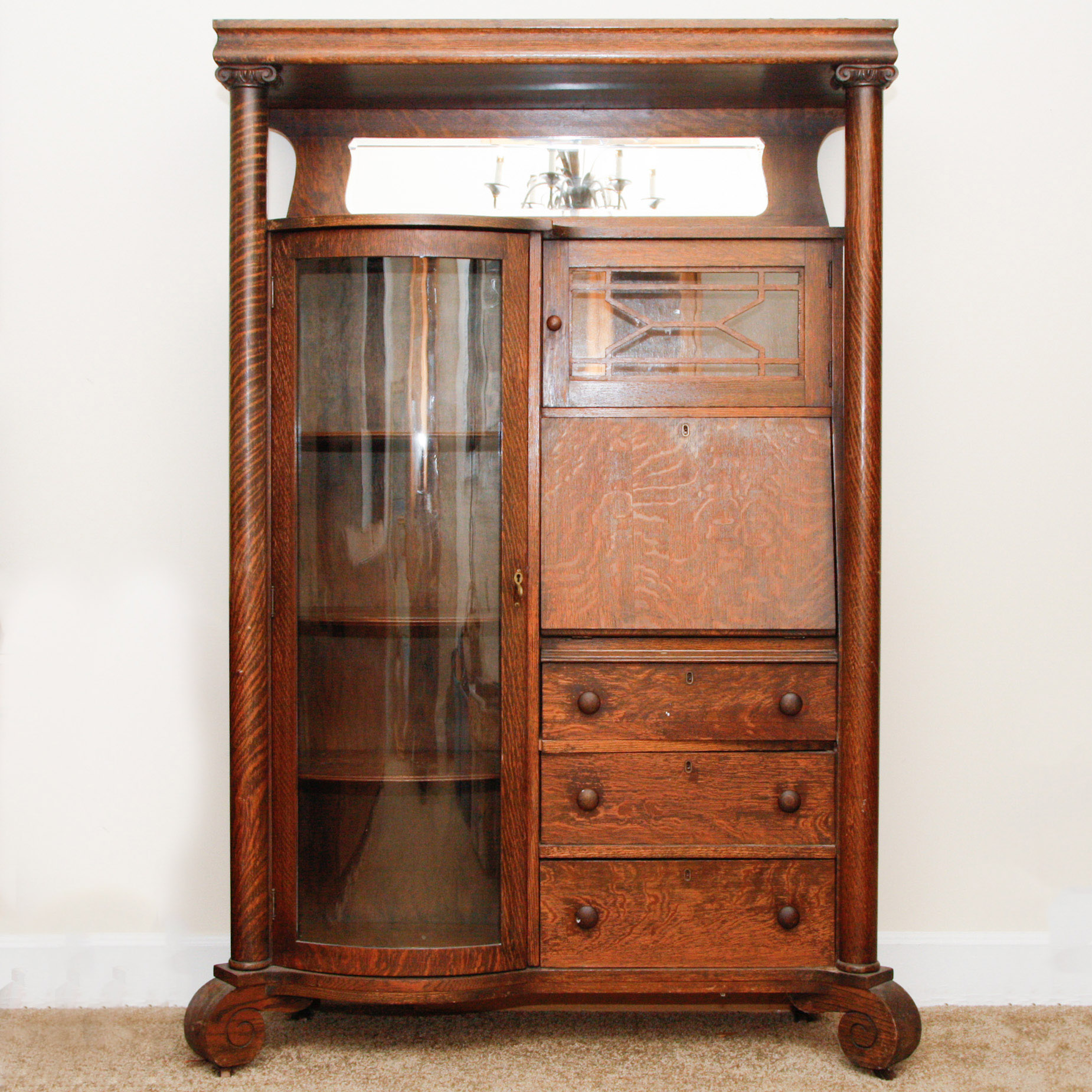 Early 20th C. Larkin Quartersawn Oak Secretary Desk