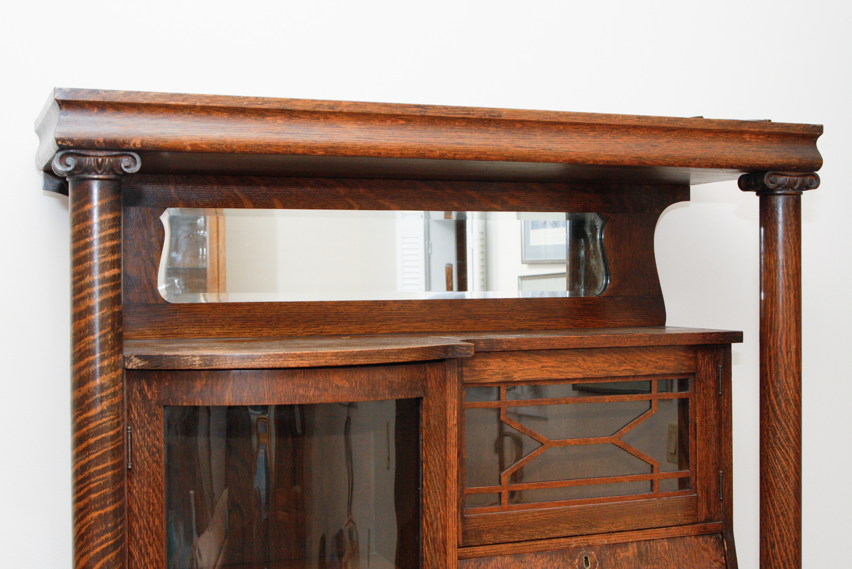 Early 20th C. Larkin Quartersawn Oak Secretary Desk