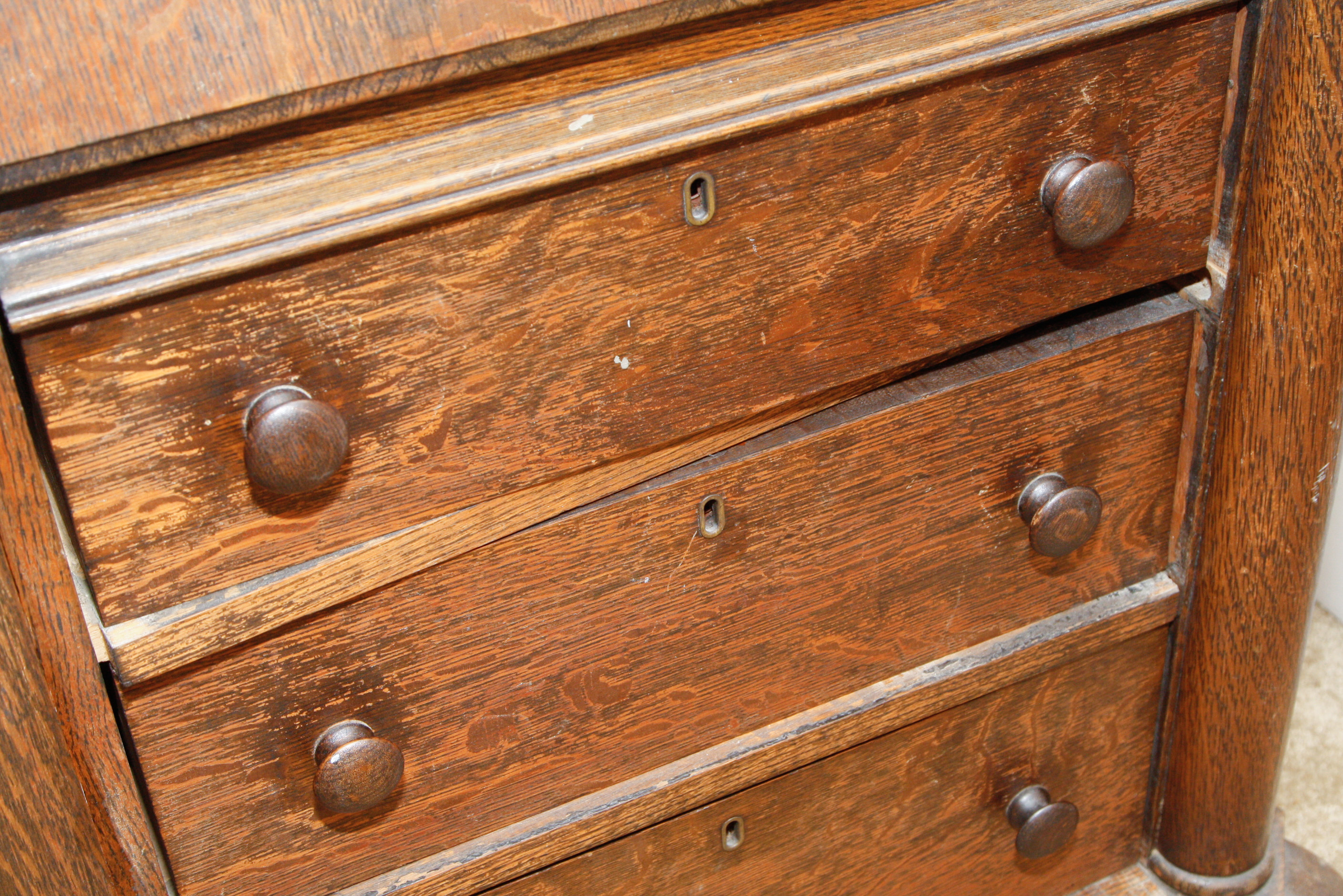 Early 20th C. Larkin Quartersawn Oak Secretary Desk