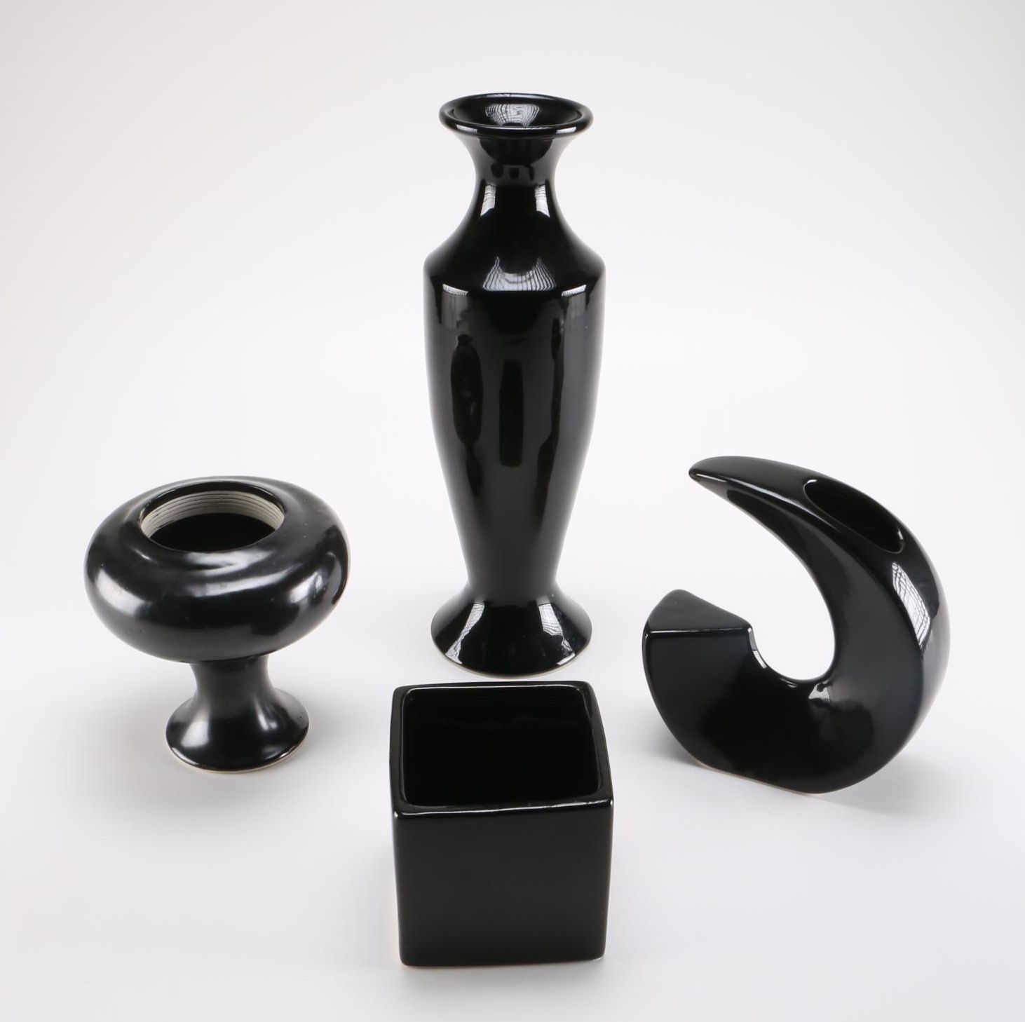 Group Of Black Modern Pottery Vases
