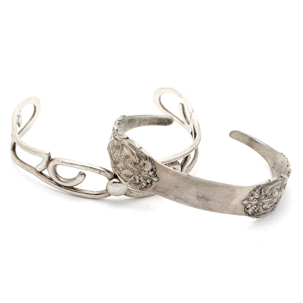 Pairing of Sterling Silver Cuff Bracelets