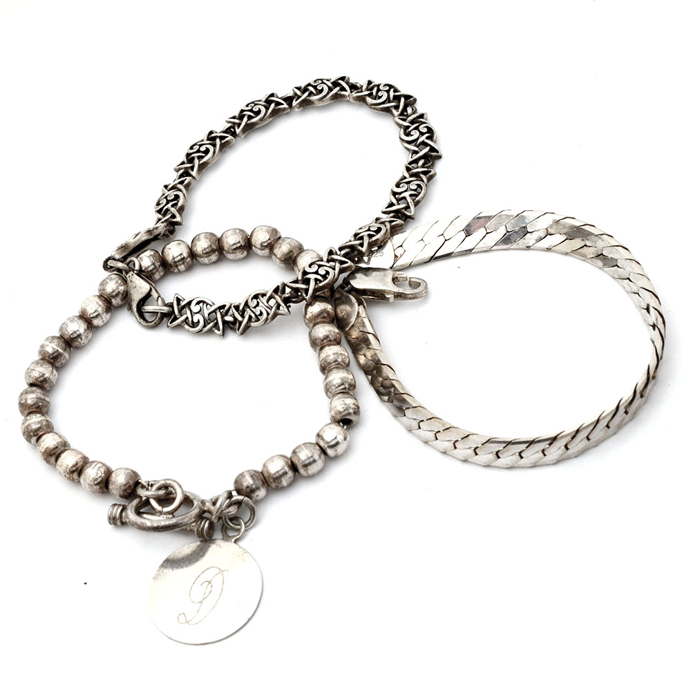 Three Sterling Silver Bracelets
