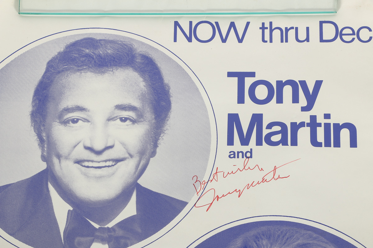 Vintage Pair of Advertisements Signed by Tony Martin and Cyd Charisse