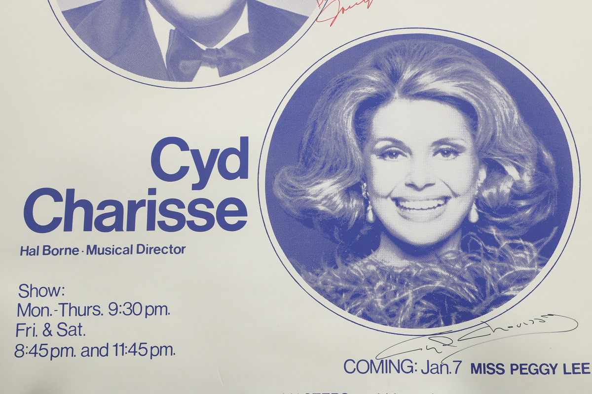 Vintage Pair of Advertisements Signed by Tony Martin and Cyd Charisse