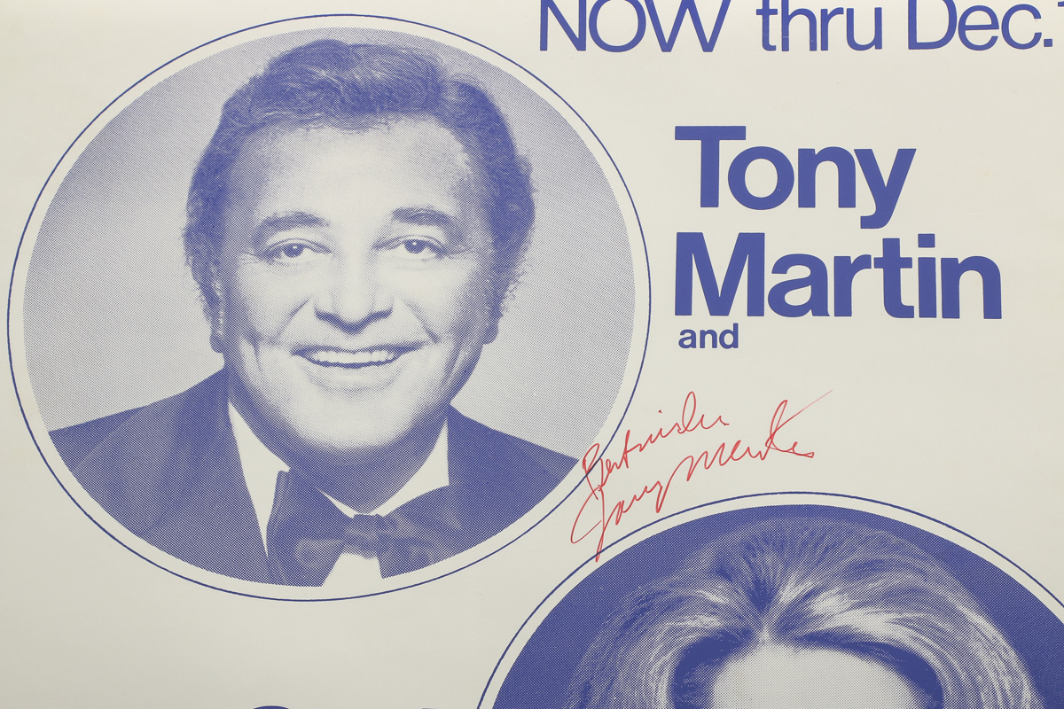 Vintage Pair of Advertisements Signed by Tony Martin and Cyd Charisse