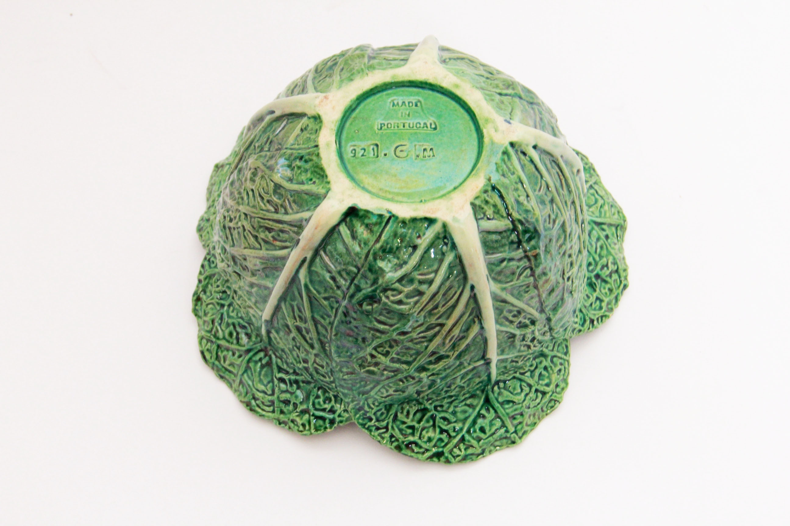 Ceramic Portuguese Cabbage Leaf Majolica Tureen