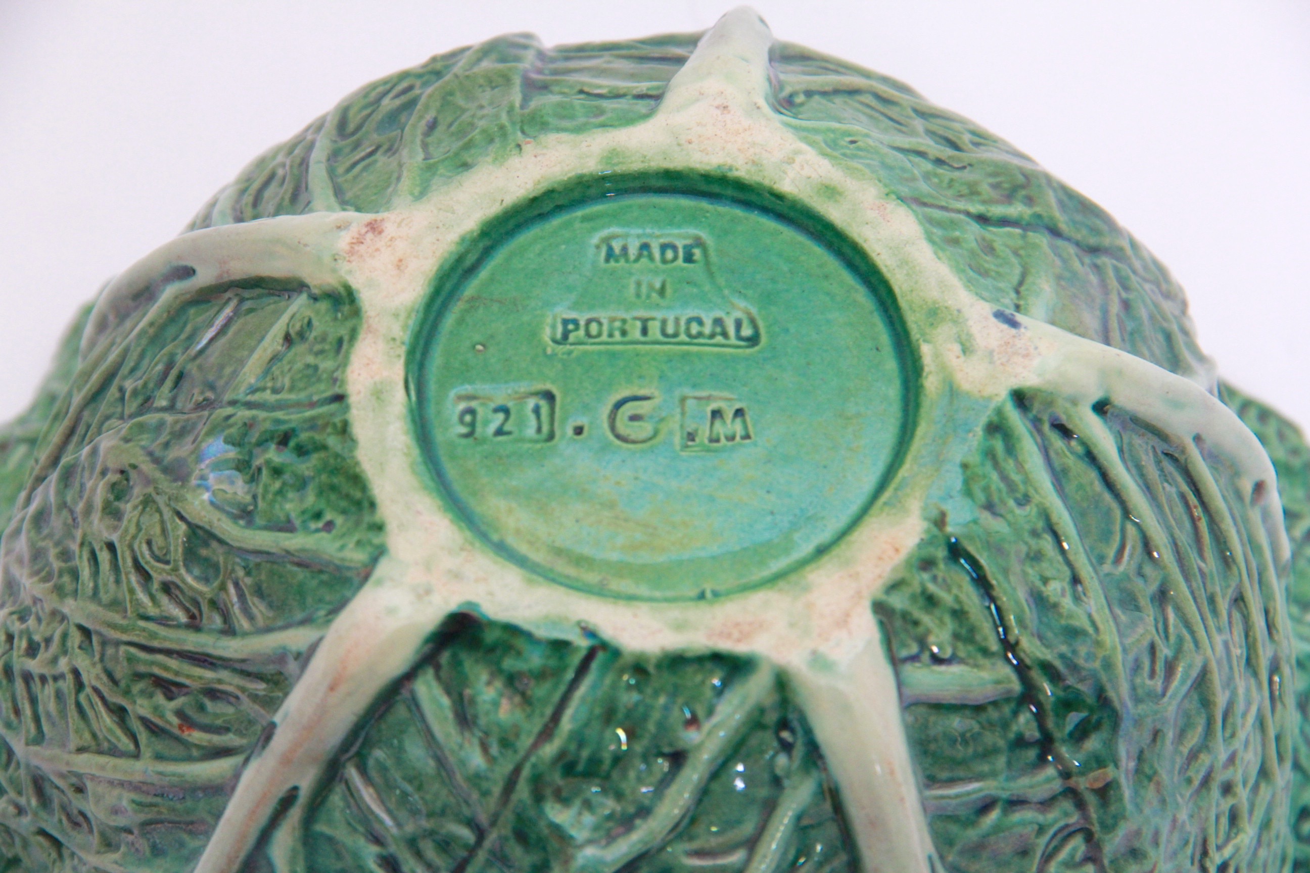 Ceramic Portuguese Cabbage Leaf Majolica Tureen