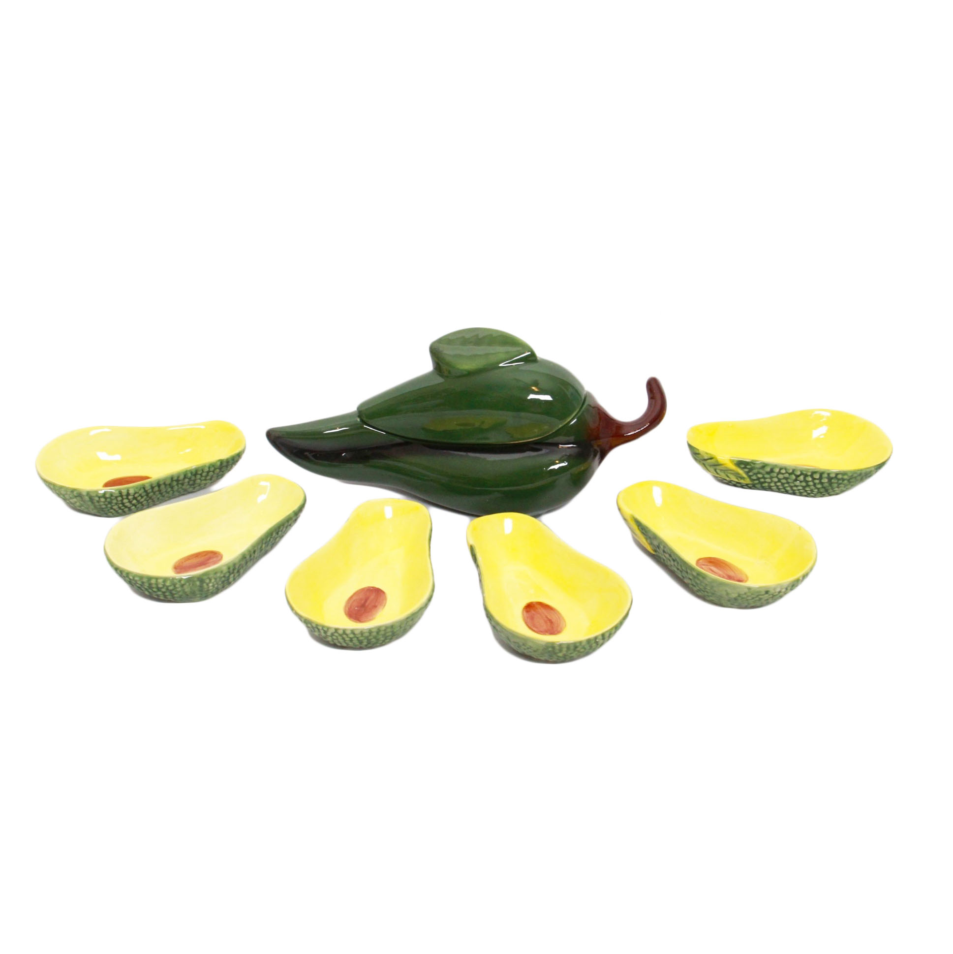 Ceramic Avocado and Chili Pepper Serving Dishes
