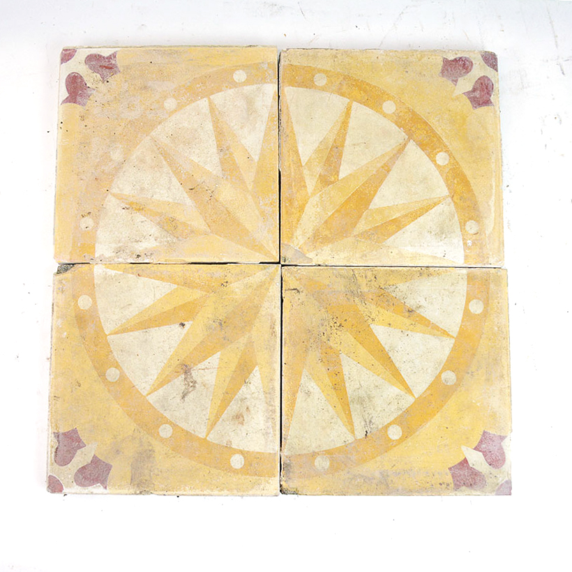 Four Antique French Floor Tiles