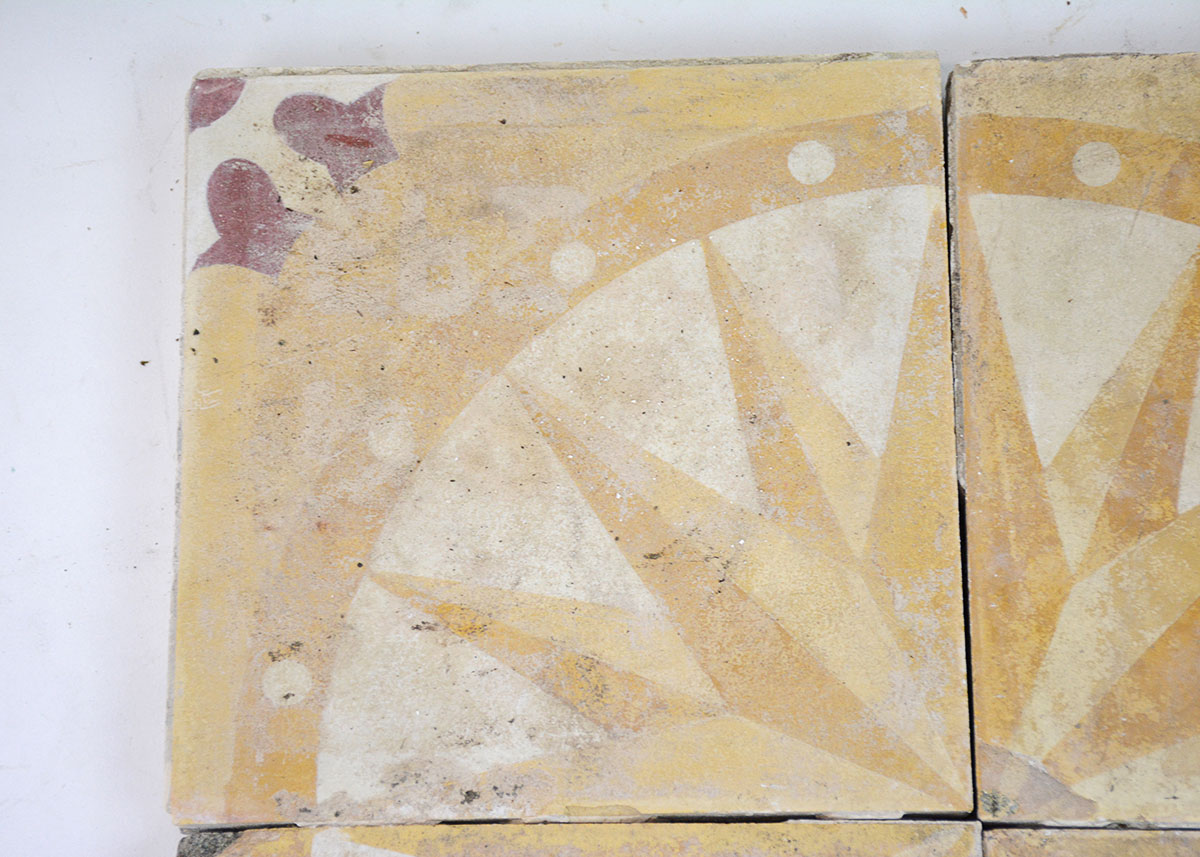 Four Antique French Floor Tiles