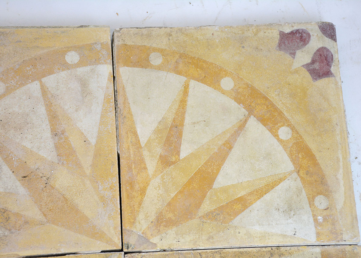 Four Antique French Floor Tiles