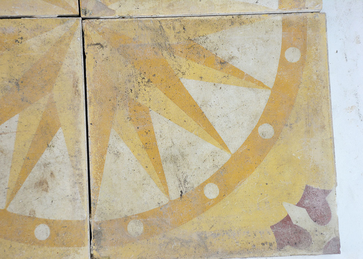 Four Antique French Floor Tiles