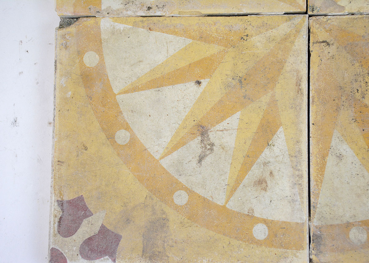 Four Antique French Floor Tiles