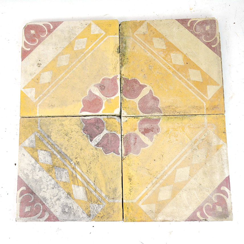Four Antique French Floor Tiles