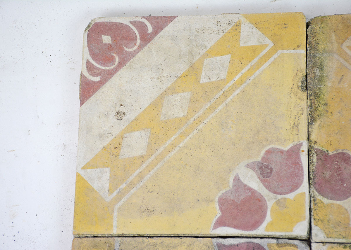 Four Antique French Floor Tiles