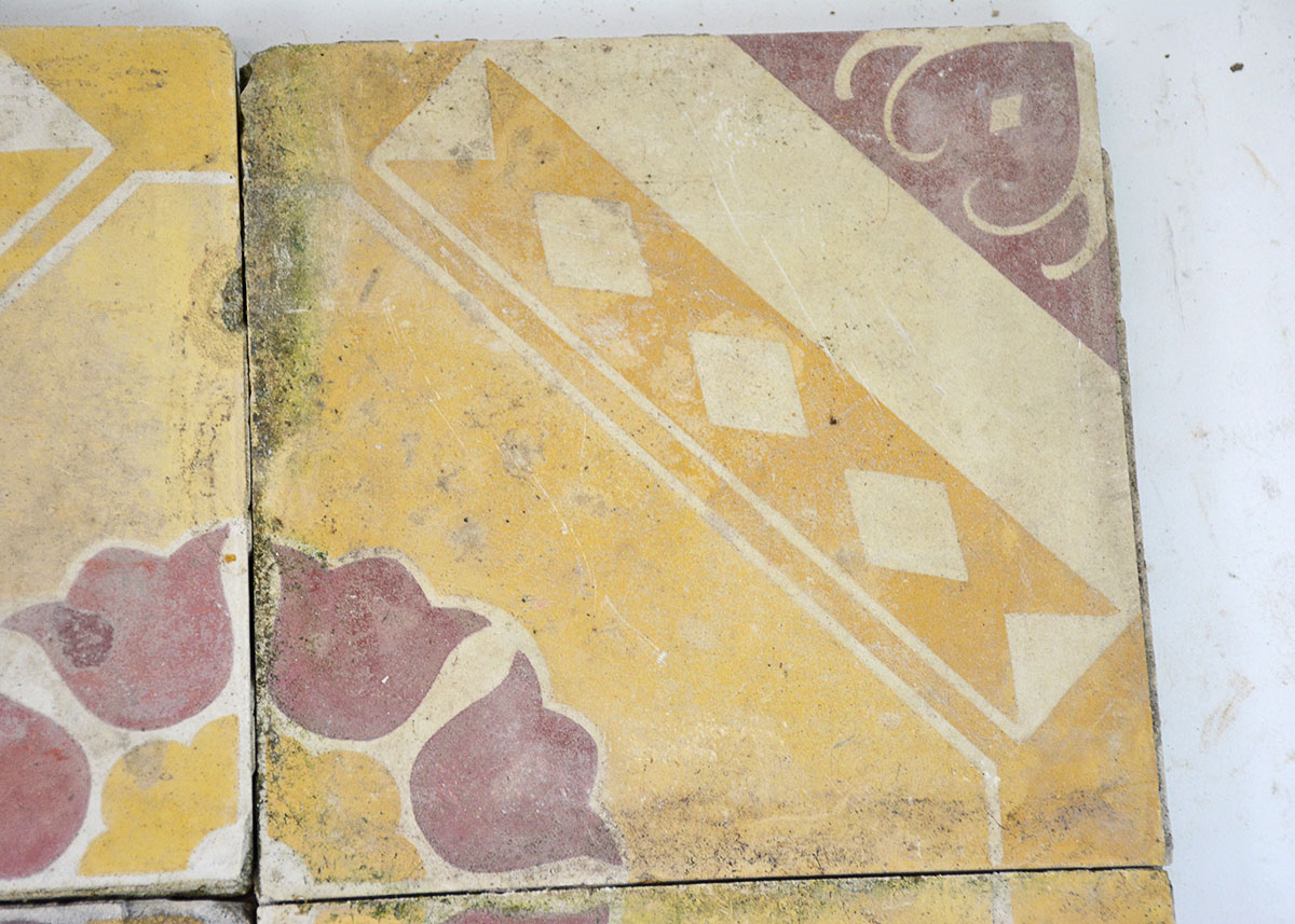 Four Antique French Floor Tiles