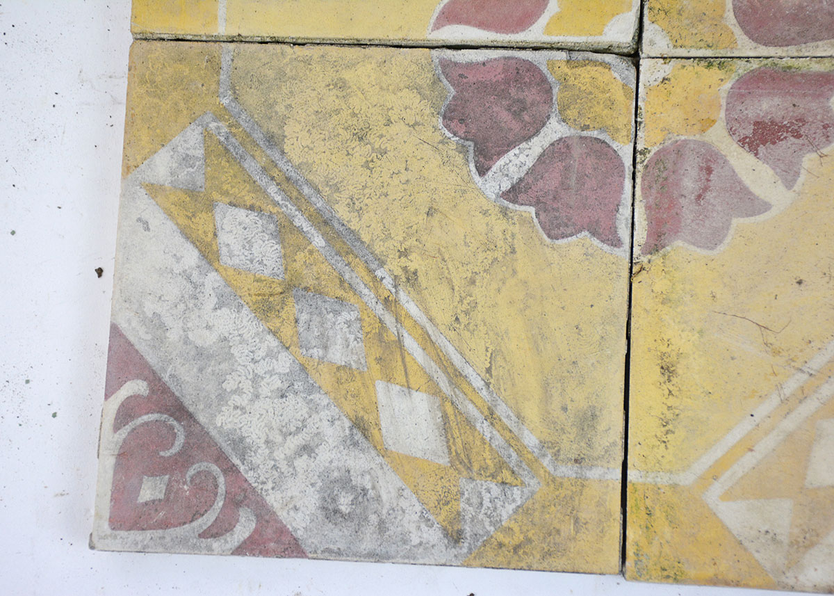 Four Antique French Floor Tiles